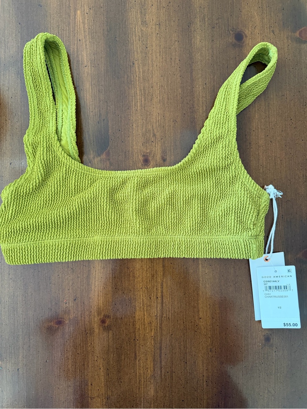 Good American Lime Textured Bralette